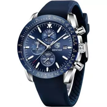 Часы Benyar WristWatch мужские стильные люминесцентные хронографы, сделанные в Японии, кварцевые аналоговые часы с фиксированным безелем