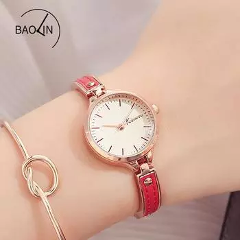 Часы-браслет, компактные студенческие водонепроницаемые часы-браслет, модные универсальные часы с цепочкой и кожей