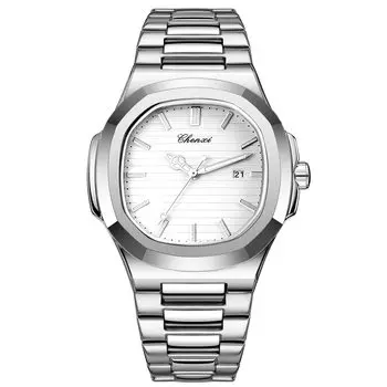 Часы-браслет мужские наручные часы Seiko Luminous: Квадратные светящиеся указатели из нержавеющей стали ремень мужские кварцевые часы крутые деловые повседневные белые