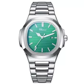 Часы-браслет мужские наручные часы Seiko Luminous: Квадратные светящиеся часы с ремешком из нержавеющей стали для мужчин, кварцевые часы, классные, деловые, повседневные, зеленые