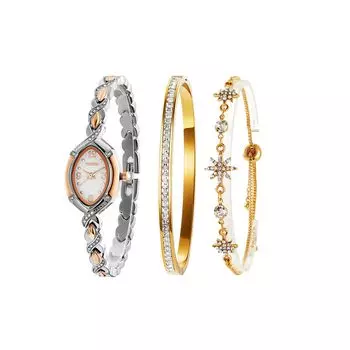 Часы-браслет TIME100, японский механизм Citizen, двойной тон, водонепроницаемость 30 м, подарочный набор, браслет, повседневный вид, изысканная упаковка, уникальный