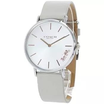 Часы бренда PERRY Silver Case Gray Leather 14503116 [Coach] Мужские Женские [Товар]