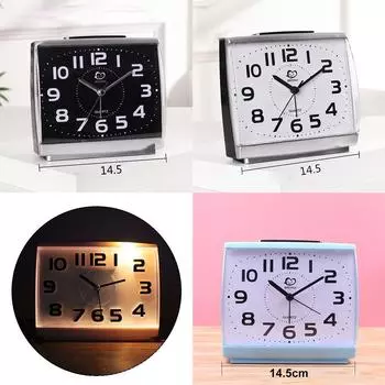 Часы-будильник без тикающего звука, небольшого размера и с кварцевой батареей белый