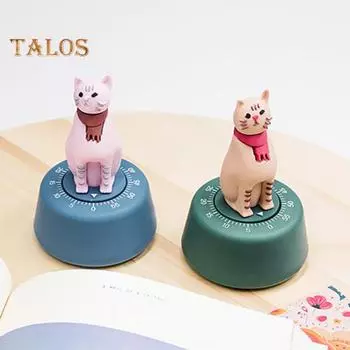 Часы-будильник, механические, простые в эксплуатации, легкие, полезные, милые часы в форме кошки, таймер для выпечки королевский синий