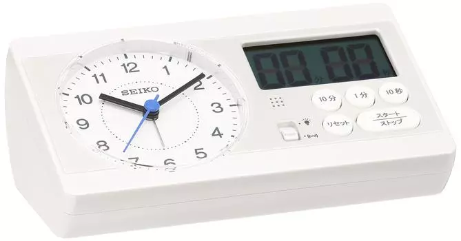 Часы-будильник Seiko с 100 квадратными часами и расчетом Хидео Кагеямы, модель Seiko Study Time, таймер для обучения, белый жемчуг KR893W SEIKO