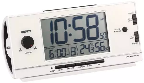 Часы-будильник Seiko с радиоприемником, цифровые, громкие, PYXIS RAIDEN, белый жемчуг, NR534W SEIKO