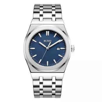 Часы BUREI Аналоговые кварцевые Простые водонепроницаемые черные наручные часы Популярные стильные джентльменские деловые повседневные светящиеся часы N мужские