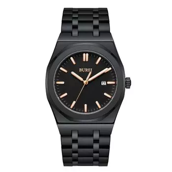 Часы BUREI Аналоговые кварцевые Простые водонепроницаемые черные наручные часы Популярные стильные джентльменские деловые повседневные светящиеся часы L мужские мужские