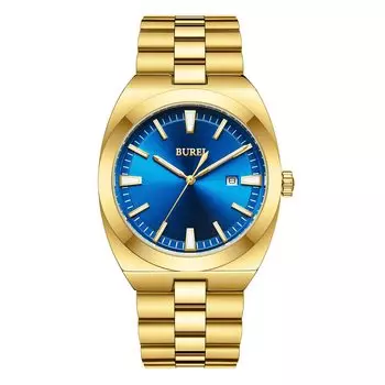 Часы BUREI Аналоговые кварцевые Простые водонепроницаемые черные наручные часы Популярные стильные джентльменские деловые повседневные светящиеся часы K мужские мужские