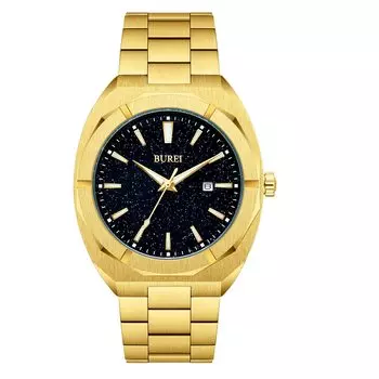 Часы BUREI Аналоговые кварцевые Простые водонепроницаемые черные наручные часы Популярные стильные джентльменские деловые повседневные светящиеся часы W Мужские