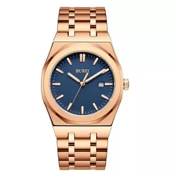 Часы BUREI Аналоговые кварцевые Простые водонепроницаемые черные наручные часы Популярные стильные деловые повседневные светящиеся мужские часы C Мужские