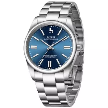 Часы BUREI мужские популярные рейтинговые кварцевые часы водонепроницаемые аналоговые брендовые роскошные наручные часы 3 мужские синий