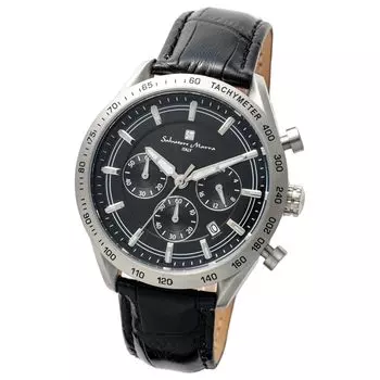 Часы Business Analog Chronograph Black Quartz с крестом для часов SSBK [Salvatore Marra] Мужские [Товар]