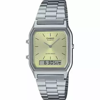 Часы Casio ANA-DIGI Quartz Vintage Series AQ-230A-9AMQY Unisex Dual Time Lime Yellow Overseas Model