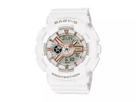 Часы CASIO BABY-G BA-110XRG-7AJF Женские белые часы с мировым временем со светодиодной подсветкой и секундомером