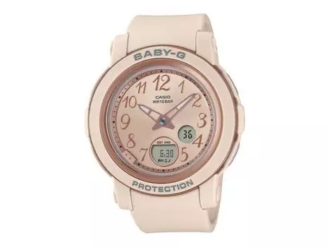 Часы Casio Baby-G BGA-290SA-4AJF с широким циферблатом женские розовые бежевые аналоговые и цифровые