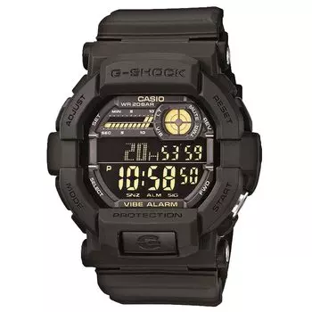 Часы CASIO Black Gold Vibration Vibe Silent Mode Alarm Alarm Men Durable Large Digital [Вибробудильник] G-SHOCK Men s GD-350-1B [Товар]