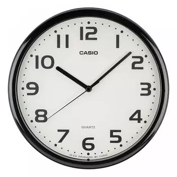 Настенные часы CASIO черные аналоговые стандартные шаговые секундные стрелки IQ-24-1JF