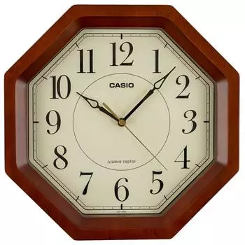 Часы Casio Casio Watch Radio Brown Диаметр 29,5 см Аналоговые Восьмиугольная Деревянная Рамка Iq 1106j 5jf