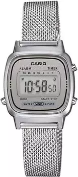 Часы CASIO цифровые НОВЫЙ дизайн Серебряный сетчатый ремешок Overseas Модель [Casio] Женские LA670WEM-7 [Товар]