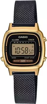 Часы CASIO цифровые НОВЫЙ дизайн золотой x черный сетчатый ремешок Overseas модель женские LA670WEMB-1 [Товар]