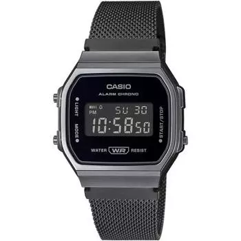 Часы Casio Digital Standard A168WEMB-1B мужские женские детские сетчатый металлический ремешок черные Overseas модель