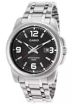 Часы Casio Enticer с черным циферблатом [Casio] MTP-1314D-1AVDF серебристые мужские [Товар]