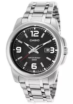 Часы Casio Enticer с черным циферблатом [Casio] MTP-1314D-1AVDF серебристые мужские [Товар]