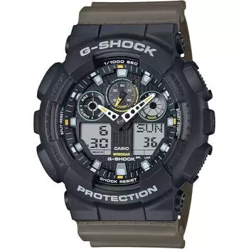 Часы Casio G-SHOCK двухцветные утилитарные цвета серии GA-100TU-1A3JF мужские оливково-зеленые оливковое зеленый
