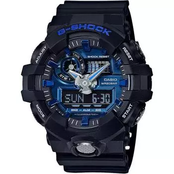 Часы Casio G-Shock GA-710-1A2JF мужские черные синий/чёрный