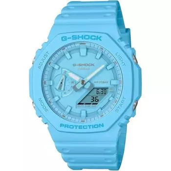 Часы Casio G-Shock серии TONE-ONTONE GA-2100-2A2JF мужские бирюзовые бирюзовый синий