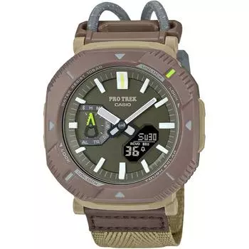 Часы Casio Pro Trek Hiker Line с Bluetooth, прочный пластик на солнечной энергии из биомассы PRJ-B001B-5JF, мужские, коричневые коричневый