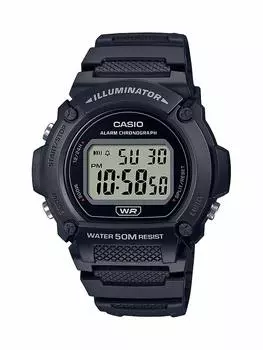 Часы Casio Quartz Fitness с ремешком из смолы, черные, 25,5 (модель: W-219H-1AVCF)