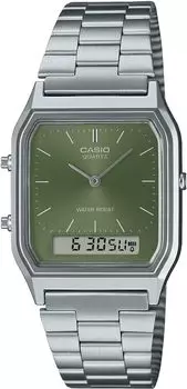 Часы CASIO Quartz Vintage Series Unisex Dual Time Green Overseas Model [Casio] ANA-DIGI AQ-230A-3AMQY [Товар]