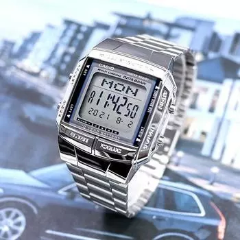 Часы CASIO со стальной пряжкой и аккумулятором, банк данных Telememo, срок службы 10 лет