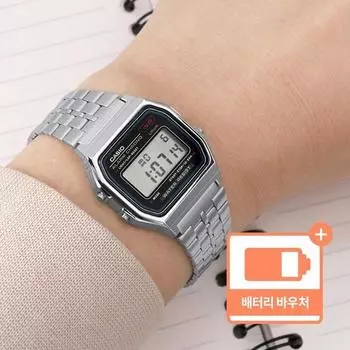 Часы Casio Vintage Digital Public с бесплатной пряжкой, серебро 159 пробы, N1 + пакет билетов на замену батарейки