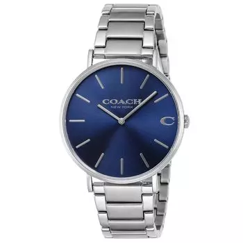 Часы CHARLES Navy Dial Stainless Steel Quartz 41MM Watch 14602429 Silver [Coach] Мужские [Товар]