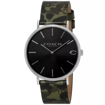 Часы CHARLES с черным циферблатом из нержавеющей стали, кварцевые, 41 мм, часы 14602154 [Coach] мужские [Товар]