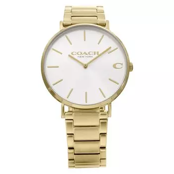 Часы CHARLES Серебряный циферблат Кварцевые ежедневные водонепроницаемые минеральное стекло 41 мм 14602430 Золото [Coach] Мужские [Товар]