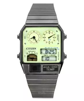 Часы Citizen Analog Digital Dual Time из нержавеющей стали с зеленым циферблатом, кварцевые JG2147-85X, мужские зелёный