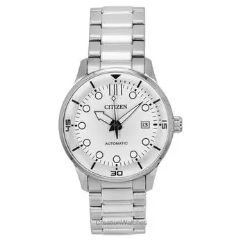 Часы Citizen Automatic из нержавеющей стали с белым циферблатом NJ0191-83L 100M для мужчин белый