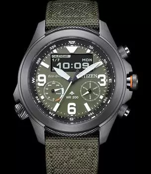 Часы CITIZEN ProMaster Eco-Drive Perpetual World Time Sapphire SS JV1005-02W зелёный