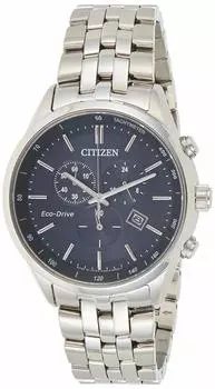 Часы Citizen из нержавеющей стали с аналоговым синим циферблатом и белым ремешком Eco-Drive для мужчин - At2140-55L, ремешок, синий,