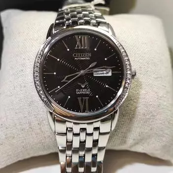 Часы Citizen Mechanical Sapphire из нержавеющей стали, произведенные в Японии NH8270-56E Free чёрный