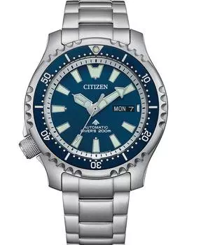 Часы CITIZEN Promaster 200M Diver Automatic Limited с запасом хода 40 часов NY0161-63L с прикрепленным кислородным баллоном, как на картинке синий