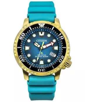 Часы Citizen Promaster Dive с полиуретановым ремешком и бирюзовым циферблатом Eco-Drive Diver s BN0162-02X 200 м для мужчин бирюзовый