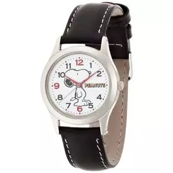Часы Citizen Q&Q Analog Snoopy с водонепроницаемым кожаным ремешком AA95-9854 женские черные