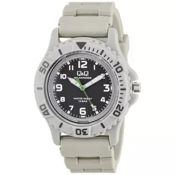 Часы Citizen Q&Q Cue and Cue Analog Solar 10 ATM Водонепроницаемый уретановый ремень E02A-004VK мужские серые