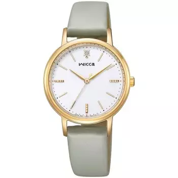 Часы Citizen Wicca Solar Waterproof Warm Gold White KP5-123-10 женские Mint Gray