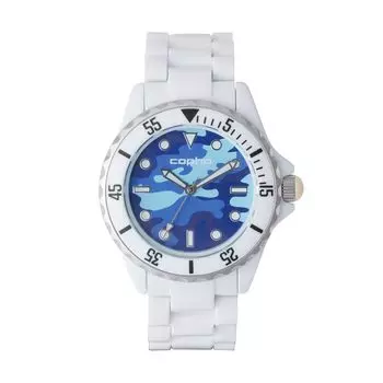 Часы Copuha Japan Limited Divers Design Сине-белые [COPHA] SWAGGER-CAMO (Swagger Камуфляж) WH-синий (Бело-Синий) Набирать номер (Камуфляж) ремень